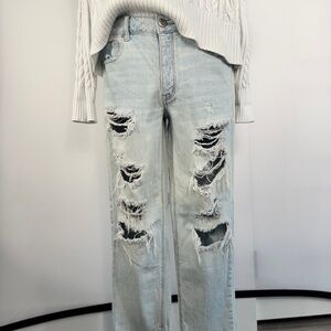American Eagle Outfitters Light Blue Distressed Boyfriend Jeans